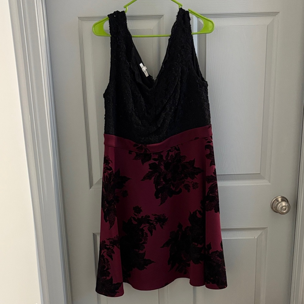 Maurices Black and Burgundy Asymmetrical Dress